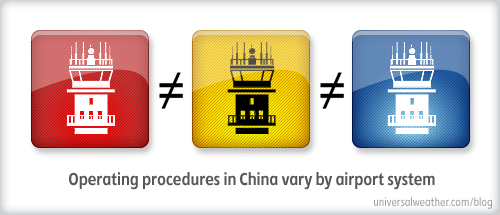 Operating procedures in China vary by airport system