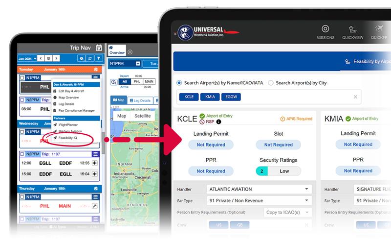 Universal Feasibility-IQ® Trip Support App Integration with Portside’s PFM Scheduling System